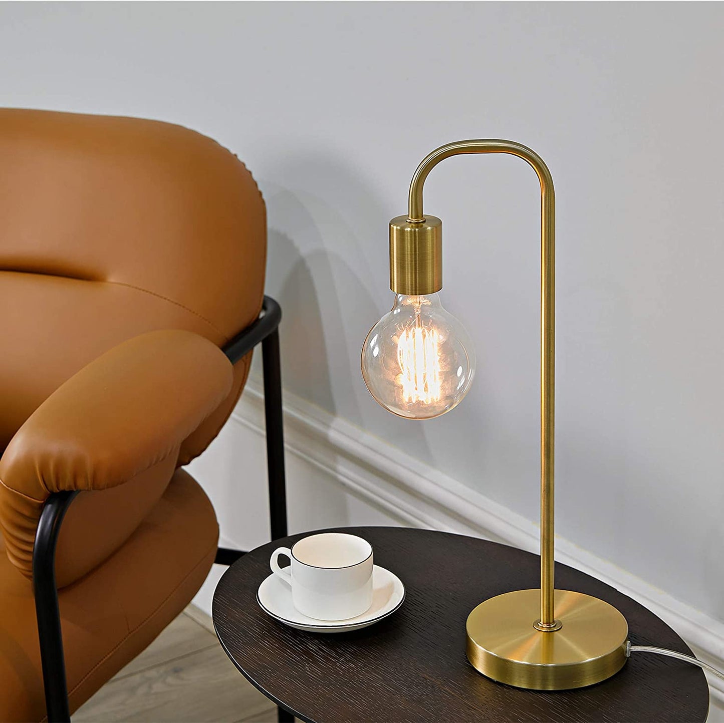 18-Inch Matte Brass Table Lamp - Modern Design for Bedroom and Living Room Décor