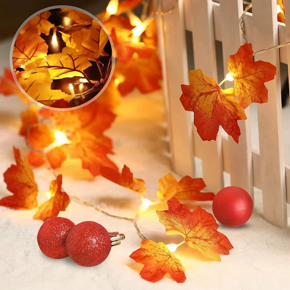5M 50LED Autumn Pumpkin Maple Leaf String Lights - Decorative Fairy Lights for Halloween and Seasonal Home Decoration