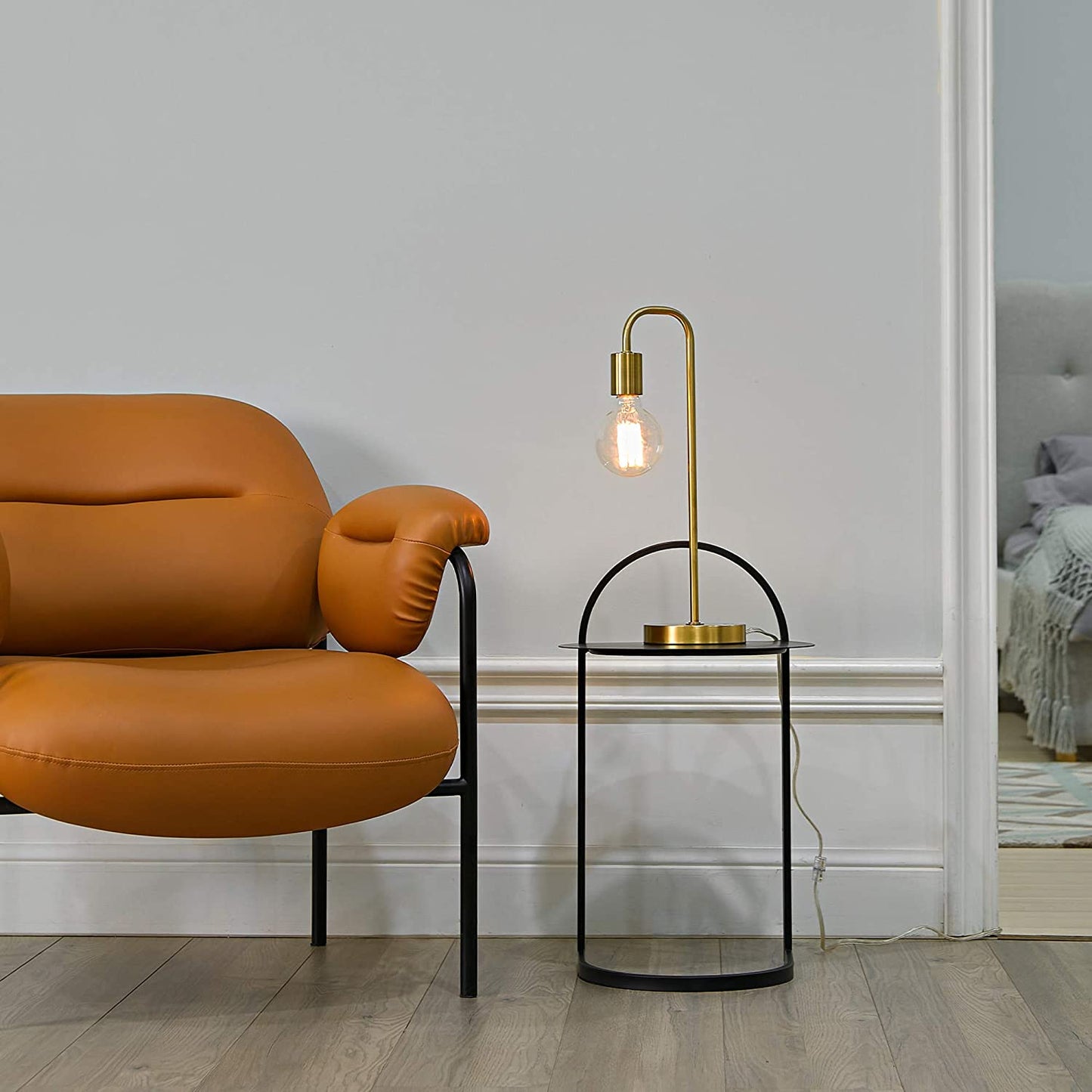 18-Inch Matte Brass Table Lamp - Modern Design for Bedroom and Living Room Décor