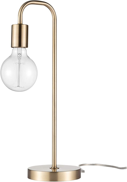 18-Inch Matte Brass Table Lamp - Modern Design for Bedroom and Living Room Décor