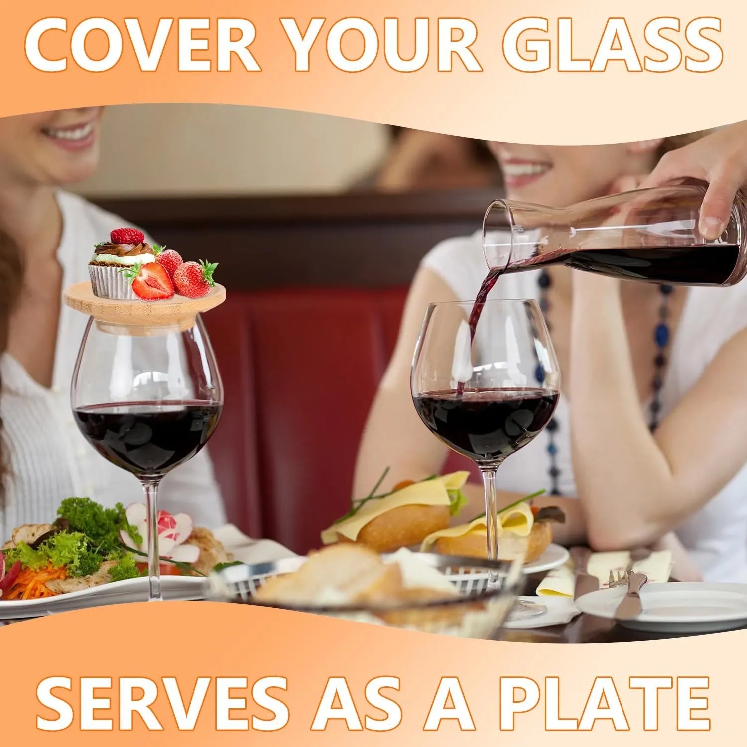 Bamboo Wine Glass Topper Coasters Set for Charcuterie Boards - Ideal for Family Gatherings, Restaurants, and Bars