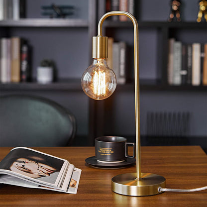 18-Inch Matte Brass Table Lamp - Modern Design for Bedroom and Living Room Décor