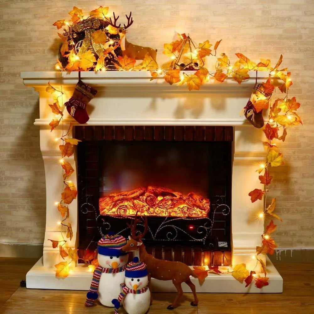 5M 50LED Autumn Pumpkin Maple Leaf String Lights - Decorative Fairy Lights for Halloween and Seasonal Home Decoration