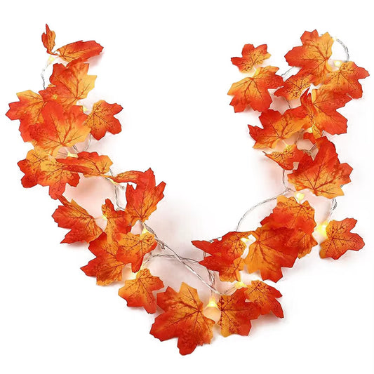 5M 50LED Autumn Pumpkin Maple Leaf String Lights - Decorative Fairy Lights for Halloween and Seasonal Home Decoration