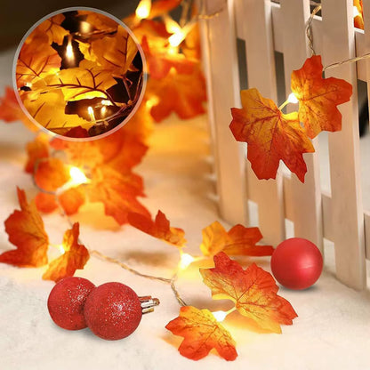 5M 50LED Autumn Pumpkin Maple Leaf String Lights - Decorative Fairy Lights for Halloween and Seasonal Home Decoration