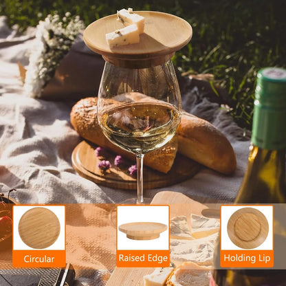 Bamboo Wine Glass Topper Coasters Set for Charcuterie Boards - Ideal for Family Gatherings, Restaurants, and Bars